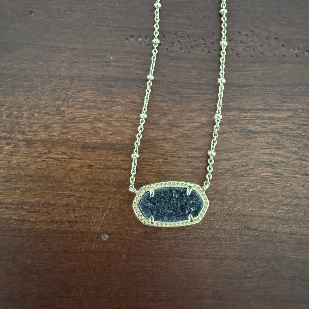Kendra Scott Black and Gold Druzy Necklace